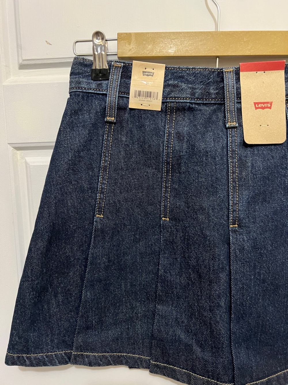 Levi's Dark Blue Paneled Denim Mini Skirt - Picture 7 of 9